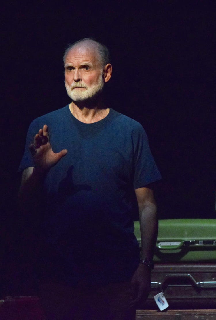 A recent photo of Stephen Temperley performing his own solo play Nine Day Wonder